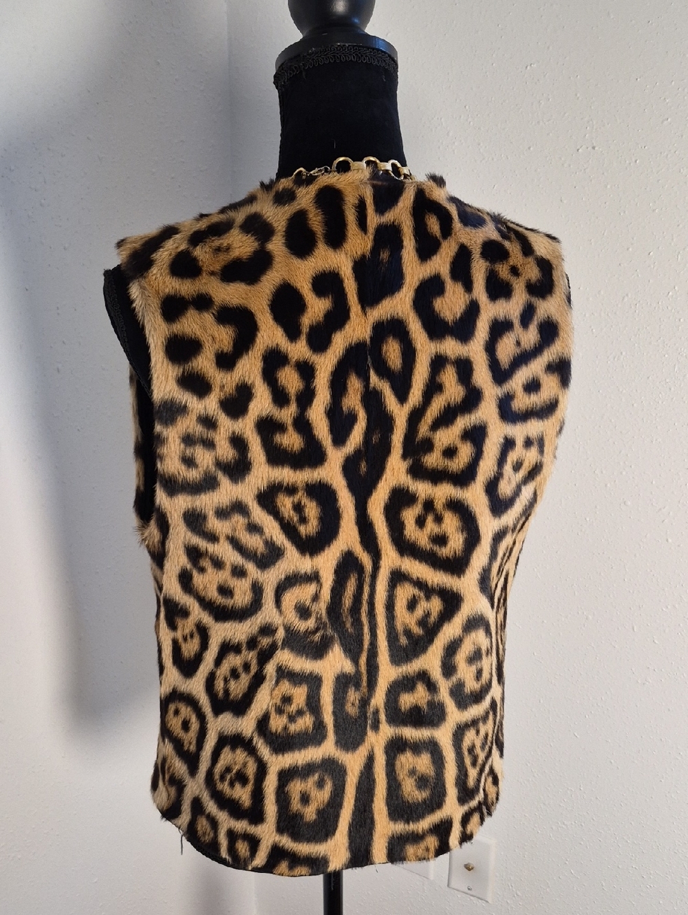 VINTAGE 90s Calf Hair Leopard Print Vest Custom Made Small - Picture 6 of 6